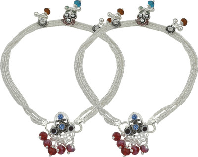 HIGH TRENDZ Multicolor Crystal Alloy Anklet(Pack of 2)