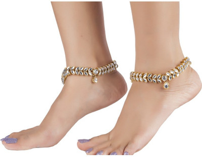 33% OFF on the jewelbox kundan Brass Anklet(Pack of 2)