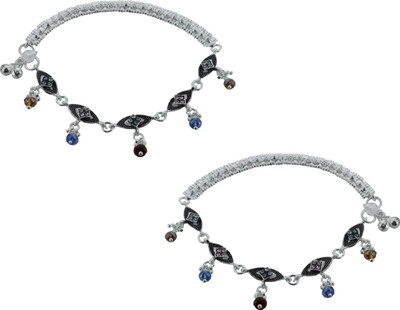 

High Trendz Silver Multi-Color Hangings Alloy Anklet(Pack of 2)