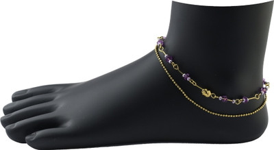 

High Trendz Pink With Gold Alloy Anklet