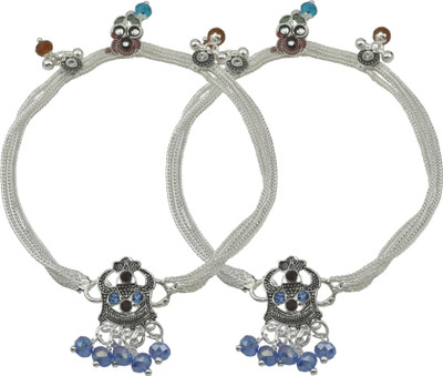 HIGH TRENDZ Multicolor Crystal Alloy Anklet(Pack of 2)