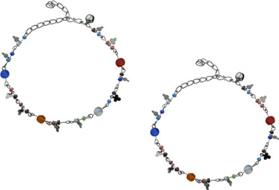 HIGH TRENDZ Multi-Color Crystalz Alloy Anklet(Pack of 2)