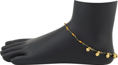 

High Trendz Tiny peach With Golden Bells Alloy Anklet