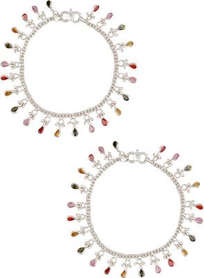 

Jewel99 Palace Charm Silver Anklet(Pack of 2)