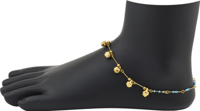 

High Trendz Tiny Blue With Golden Bells Alloy Anklet
