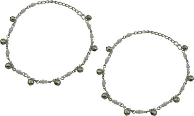 

High Trendz Silver Bells With Tiny White Beads Alloy Anklet(Pack of 2)
