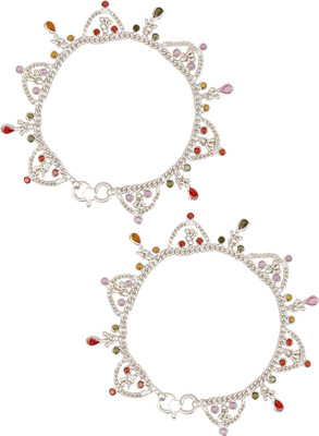 

Jewel99 Palace Charm Silver Anklet(Pack of 2)