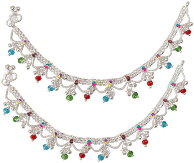 

Taj Pearl Designer Brass Anklet(Pack of 2)