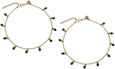 

High Trendz Stylish Gold With Black beads Alloy Anklet(Pack of 2)