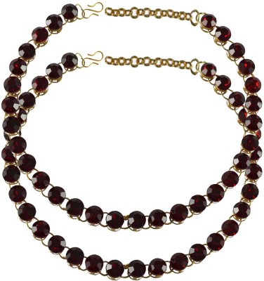 maya fashion Maroon Stone Stud-Gold Platted Brass Anklet Brass Anklet