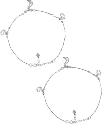 

Jewel99 Italian Sterling Silver Anklet(Pack of 2)