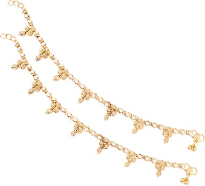 I Jewels Traditional Gold Plated Alloy Anklet(Pack of 2)