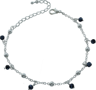 

High Trendz Silver And Black Balls Alloy Anklet