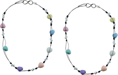 

High Trendz Multi color Hearts Alloy Anklet(Pack of 2)