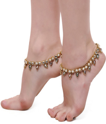 75% OFF on Shining Diva Ethnic Pair of Kundan Alloy Anklet(Pack of 2)