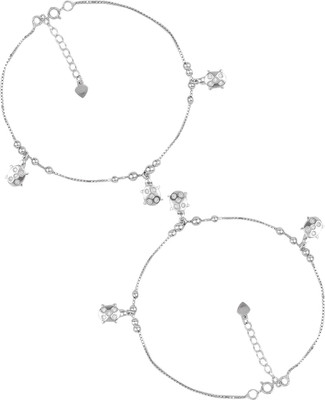 

Jewel99 Italian Sterling Silver Anklet(Pack of 2)