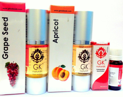 

GK Naturals Age Revitalising Premium Combo-Pack of 3-( Grapeseed, Apricot With Geranium Essential) 70 ml(70 ml)