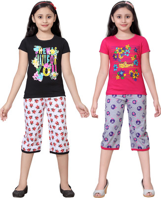 

Sini Mini Girls Casual Top Capri(Multicolor, Combo color