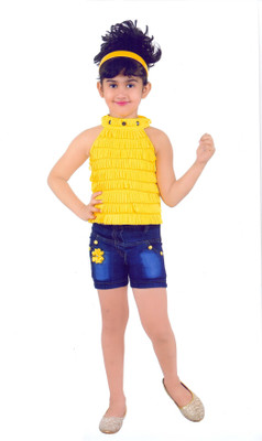 

Hey Baby Girls Party(Festive) Top(Yellow