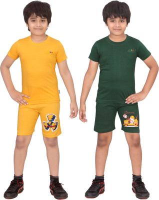 

Dongli Kids Nightwear Boys Cotton(Multicolor, Gyellow & mgreen & dbps & gyellow & mgreen