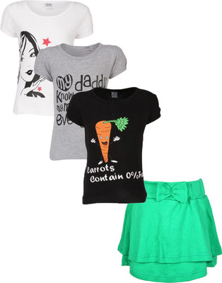 

Gkidz Girls Casual T-shirt Skirt(Multicolor