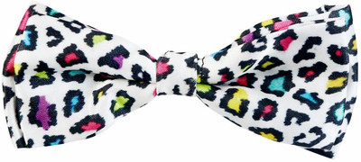 

Blacksmith Leopard White Colordesign Bow Animal Print Men's Tie, Black