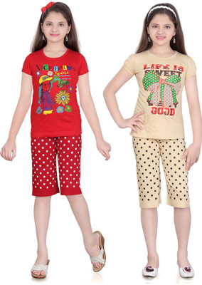 

Sini Mini Girls Casual(Multicolor, Beige & red & beige & red