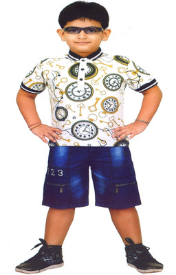 

Hey Baby Boys Party(Festive) T-shirt Pant(White, Cream