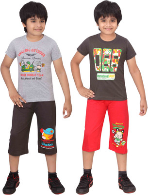 

Dongli Kids Nightwear Boys Printed Cotton(Multicolor), Dgrey & red & wmelange & dgrey