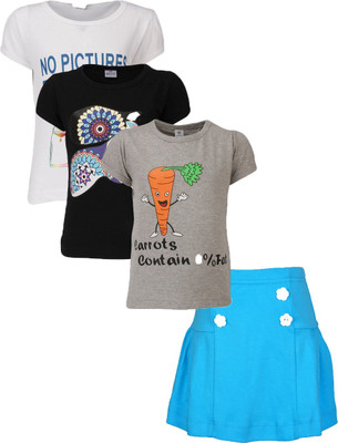 

Gkidz Girls Casual T-shirt Skirt(Multicolor