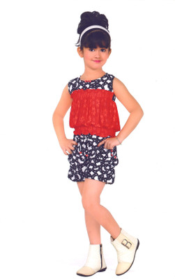 

Hey Baby Girls Party(Festive) Top Pant(Red