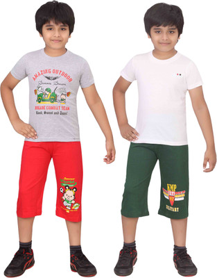 

Dongli Kids Nightwear Boys Printed Cotton(Multicolor), Red & mgreen & white & wmelange