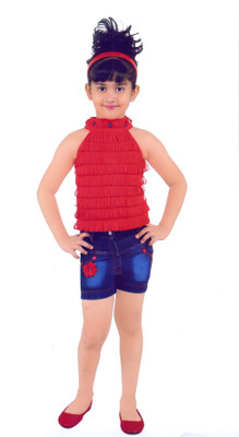 

Hey Baby Girls Party(Festive) Top(Red