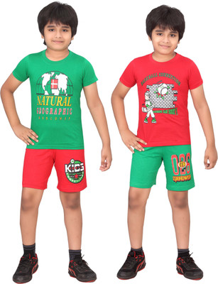 

Dongli Kids Nightwear Boys Printed Cotton(Red), Red & green & green & red