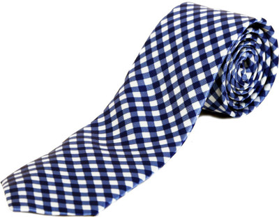 

Blacksmith Blue Gingham Checks Design Checkered Men's Tie, Blue;white