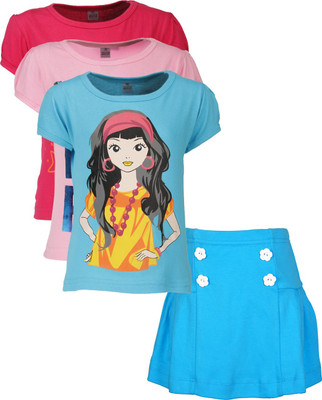 

Gkidz Girls Casual T-shirt Skirt(Multicolor