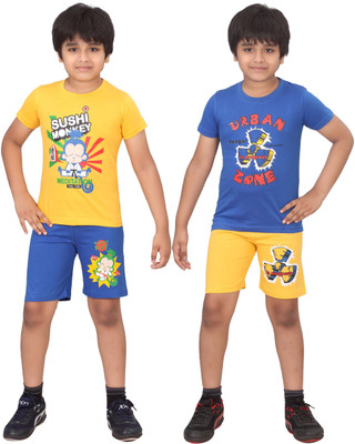 

Dongli Kids Nightwear Boys Printed Cotton(Multicolor), Rblue & gyellow & gyellow & rblue