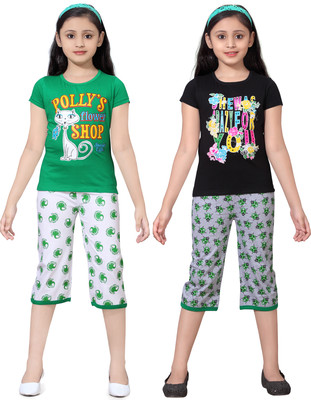 

Sini Mini Girls Casual Top Capri(Multicolor, Combo color