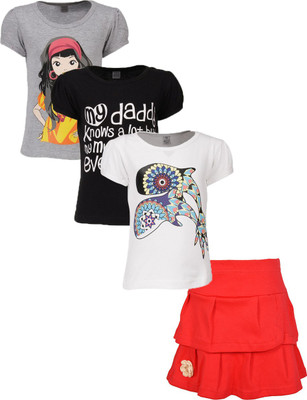 

Gkidz Girls Casual T-shirt Skirt(Multicolor