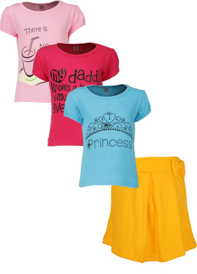 

Gkidz Girls Casual T-shirt Skirt(Multicolor