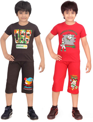 

Dongli Kids Nightwear Boys Cotton(Multicolor, Dgrey red dgrey red