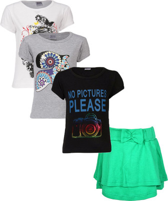 

Gkidz Girls Casual T-shirt Skirt(Multicolor