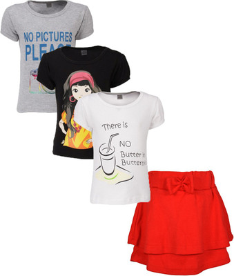 

Gkidz Girls Casual T-shirt Skirt(Multicolor