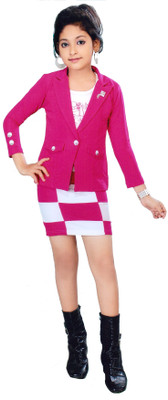 

Hey Baby Girls Party(Festive) Blazer Skirt(Pink