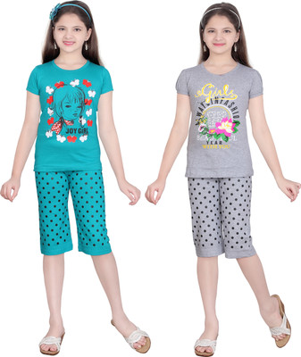 

Sini Mini Girls Casual(Multicolor, Tblue & wmelange & tblue & wmelange