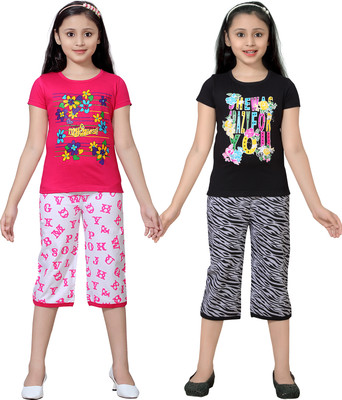 

Sini Mini Kids Nightwear Girls Printed Cotton(Multicolor, Combo color