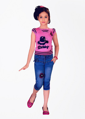 

Hey Baby Girls Party(Festive) T-shirt, Multi colour