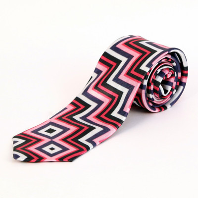 

Blacksmith Pink Chevron Design Geometric Print Men's Tie