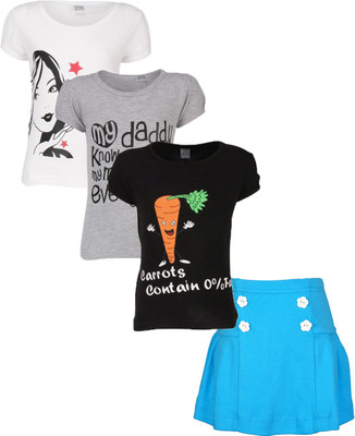 

Gkidz Girls Casual T-shirt Skirt(Multicolor