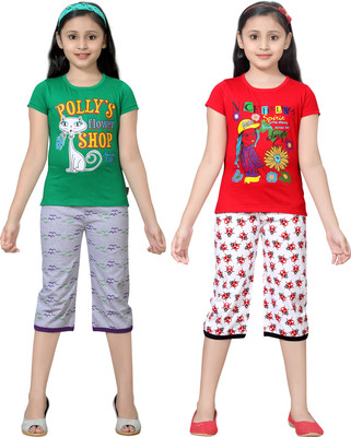 

Sini Mini Girls Casual Top Capri(Multicolor, Combo color